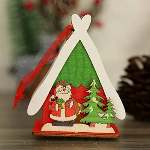 NC Christmas Ornamentos de Natal House House Toys colorido Casas de madeira luminosa S Christmas Wooden
