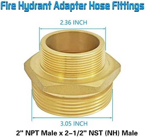 Mampa hexadecimal de hidrante, 2 NPT x 2-1/2 NST Male Hydrant Manguter Adapting Conjunto de hidrante de bronze