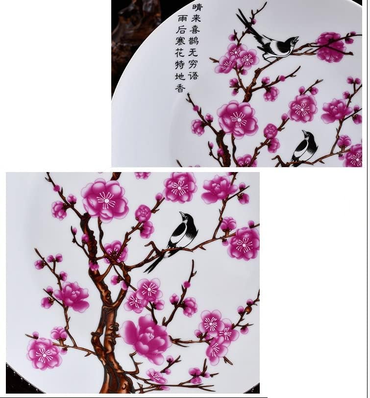 Placas decorativas de cerâmica de porcelana LDCHNH Magpie nas modas de ameixa e móveis de artesanato