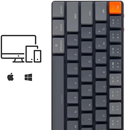 KeyChron K7 Ultra-Slim 65% Layout 68 Chaves Bluetooth/teclado mecânico sem fio, Hot Swappable Swappable