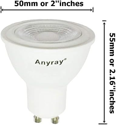 Anyray 2-Bulbs GU10 Lâmpadas LED LED, 5 watts, 45 ° BEAM, 120 volts, iluminação reduzível e embutida, lâmpadas