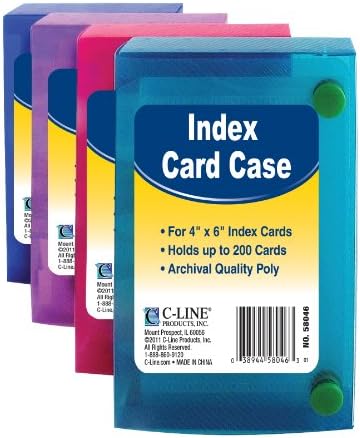 Case de cartão de índice de linha C para cartões de índice de 4 x 6 polegadas, cores variadas, conjunto