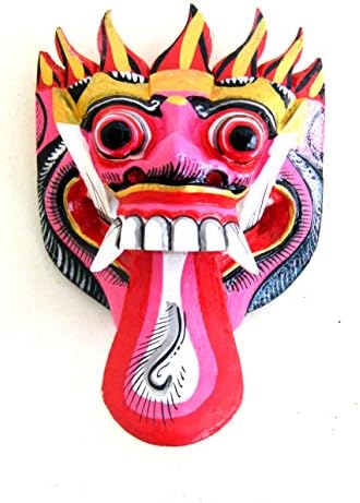 Oma barong máscara parede de parede decoração de madeira Proteção artesanal de dança Barong dança Bali