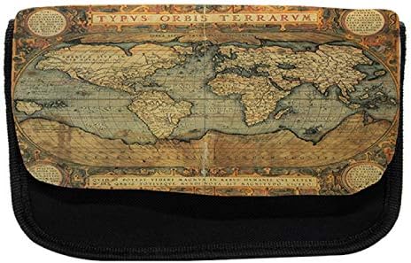 Caixa de lápis Wanderlust lunarable, mapa temático da história mundial, bolsa de lápis de caneta com zíper