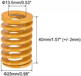 UXCELL 3D PRIMANTE mola de mola, 25 mm OD 40mm 4pcs Stampamento espiral Carga de carga de compactação molde molas para a parte elétrica da impressora 3D, amarelo