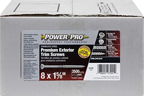 Power Pro 967888 parafusos de acabamento, 8 x 1-5/8 , parafusos de acabamento ao ar livre premium, resistência