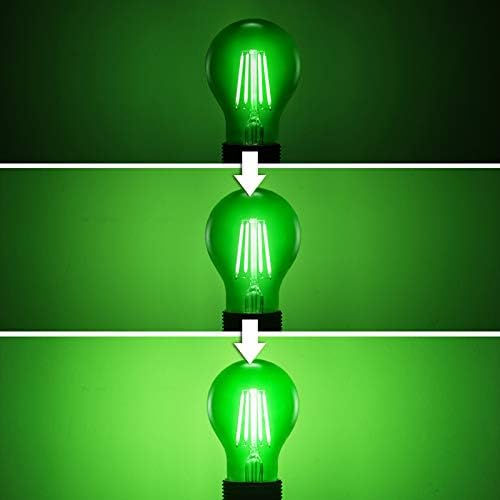 Faguangao A19 Lâmpadas verdes diminuídas, 4W E26 Filamento transparente LED de cor verde para