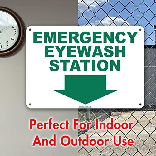 Sinalização simples sinalização da estação de lavagem ocular sinal de 10 x 7 espessura .055 plástico de lava -olhos de emergência de emergência signo de lavagem ocular etiquetas de inspeção