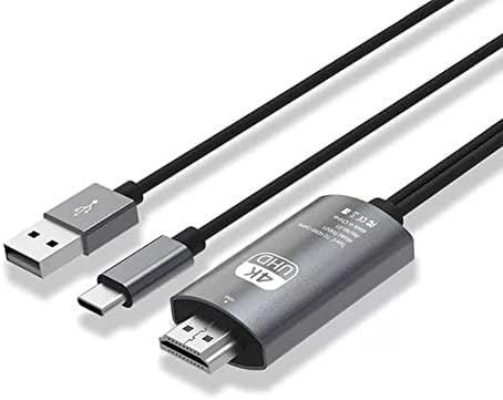 FWKNB USB C para HDMI Adaptador de cabo, HDMI para USB Tipo C Cabo 6,6 pés 4K Display e carregamento para MacBook Pro/iPad Pro/Chromebook/Laptop/telefones para TV/Monitor/Projector