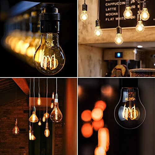 Sijunsi 6 Pack Patented LED Edison Bulbs, lâmpada LED A19 diminuída, 2200k Warm White, E26 Base, 4W, 320lm, vidro