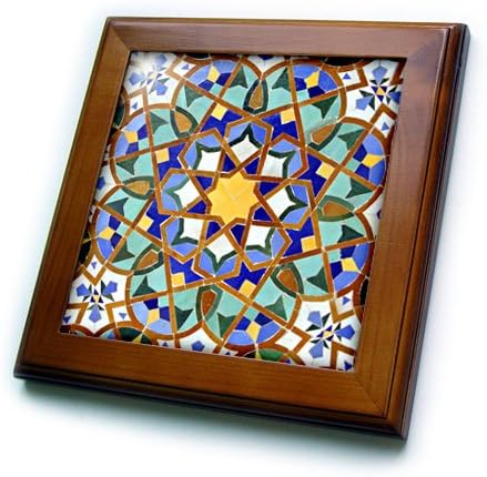 3drose ft_73580_1 Marrocos, mosaico Hassan II, Tile Islâmico Detalhe-AF29 KWI0018-Kymri Wilt-Framed Tile,