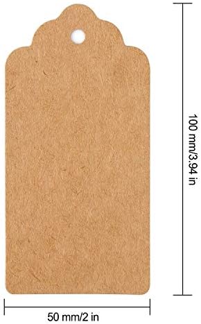 Tags de presentes, 120 PCs Kraft Paper Tags para casamentos Retângulo marrom Craft Tags pendurados com barbante
