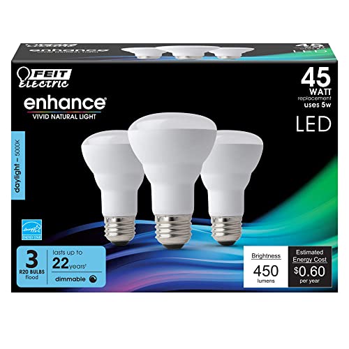 Feit Electric Enhance R20 E26 LED BULBA DIA DIA 45 WATT Equivalência 3 PK