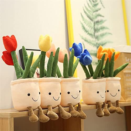 MNSZ Tulip Plush Toy, 13,7 Plantas em vasos de suculentas brinquedos de pelúcia, utensílios suculentos