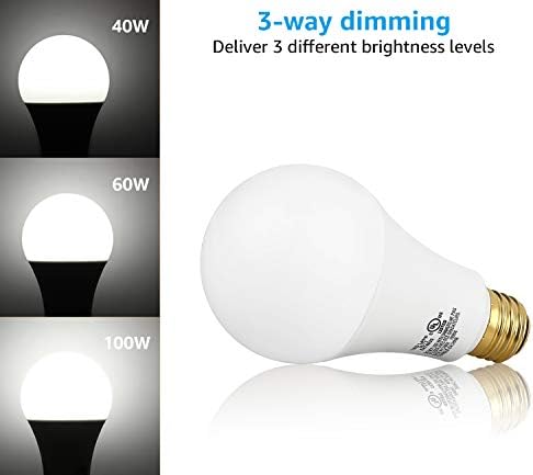 Bulbo LED de 3 vias Torchstar A21, lâmpadas LED de 3 vias LED 40/60/100W equivalente, UL & ES