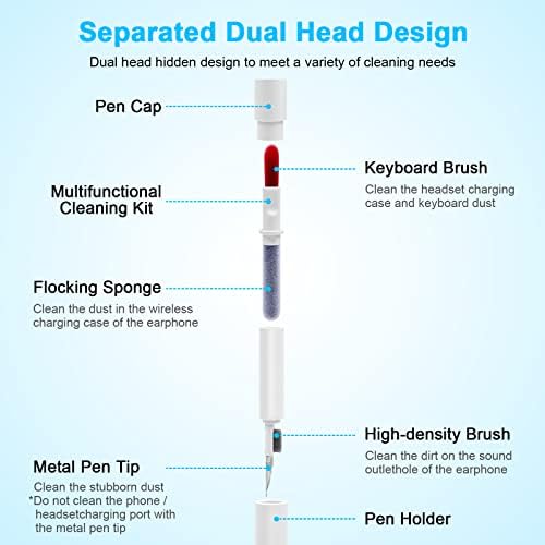 Kit de limpeza de ouvido de vicloon, caneta de limpeza de 4 em 1, kit de limpeza multifuncional com esponja de