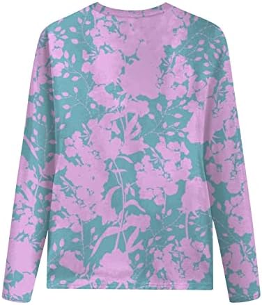 Blusa de moletom casual da moda feminina Blusa floral de manga comprida camiseta solta o-pescoço Ocupado