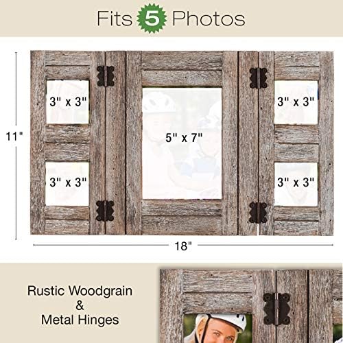 Excello Global Products Rustic Angusted Wood Collage Picture Frames: detém 5 fotos: