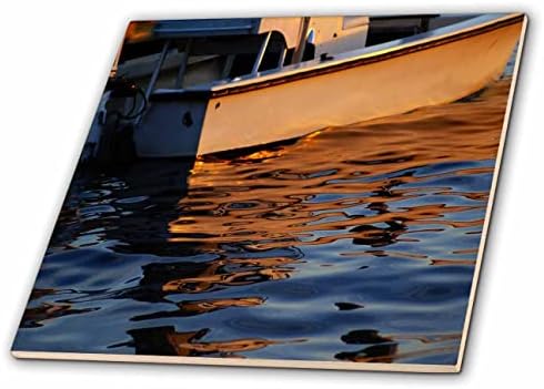 Imagem 3drose de reflexões em laranja e azul de pequeno barco - telhas
