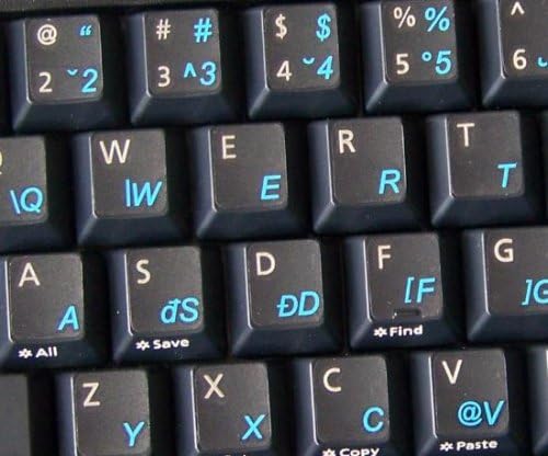 Adesivos de teclado albaneses com letras azuis em fundo transparente para desktop, laptop e caderno