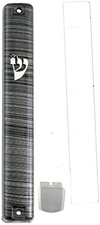 S&S Mezuzah Holder Plástico Metal Painted cinza cinza Plug de borracha de borracha 6.3/4 polegadas.Por 15 cm de rolagem