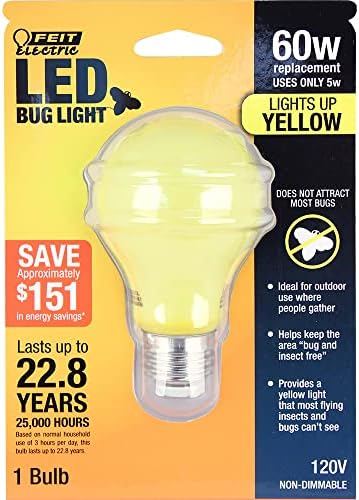 Feit Electric A19100/Bug/LED 100W EQ não DM Lâmpada LED LED, amarelo, pacote de 1