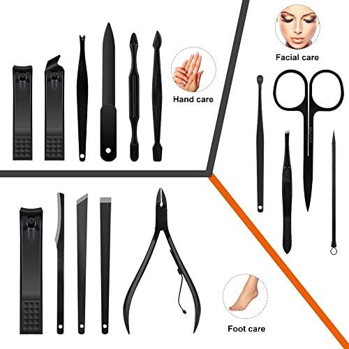 EEOMOIK Aço inoxidável Clipper Cutter Cutter Scissor Tweezers Kit Pick Kit de manicure Pedicure Toe Ferramentas