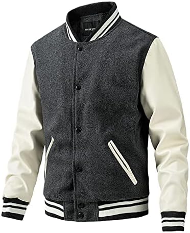 Dyguyth Baseball Caats Hiphop Jacket Mens Classic Color Block Block Raglan Bomber Jackets Button