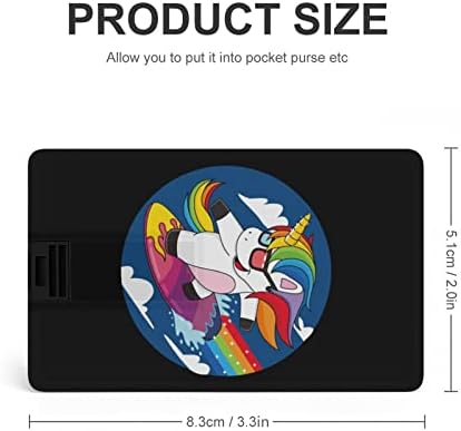 Unicórnios surfando arco -íris cartão de crédito usb flash drives