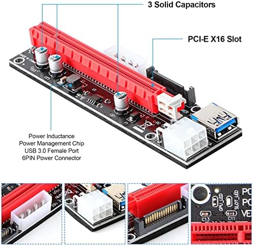 12 peças PCI-E Riser Express Express Cable Conjunto 1x a 16x GPU RISER Adaptador Extensão Cabo USB 3.0