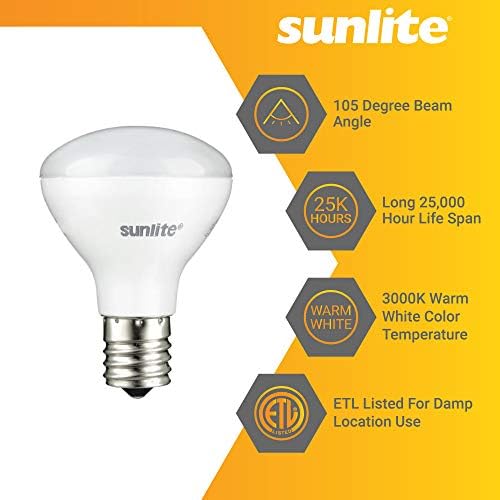 Sunlite 80425 LED R14 MINI LUZEMENTO DE FLHOMENTO REFLECTOR, 4 watts, 250 lúmens, base intermediária,