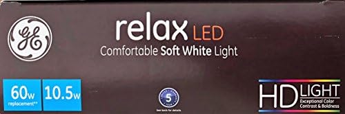 GE Relax de alta definição Lâmpada LED 10,5 watts 2700k confortável branco macio 800 lúmens 6-pacote