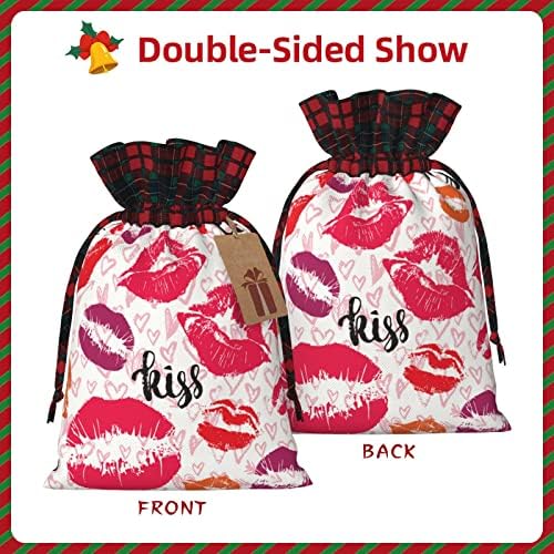 Bolsas de presente de cordão de tração de natal beijos-lips-be-rix-rosa-búfalo saco de batedeira favores de batedeira favores