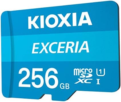Kioxia 256 GB MicroSD Exteria Flash Memory Card com adaptador U1 R100 C10 Full HD Alta velocidade