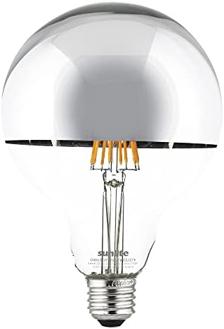 Sunlite 80494 LED G25 Edison Half Chrome Globe Bulb, 6 watts, base E26 padrão, 530 lúmens, tigela
