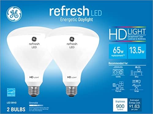 Iluminação GE Atualizar lâmpadas de enchente LED, 8 watts Light Light HD, Base Média, Dimmível