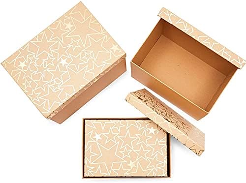 Caixas de nidificação de estrelas douradas com tampas, 10 tamanhos variados