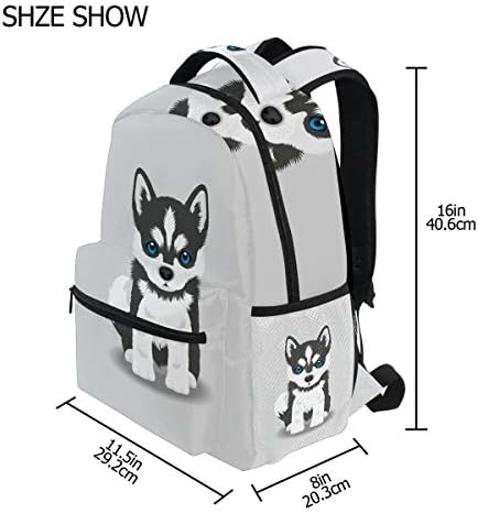Wamika Siberian Husky Puppy Backpacks for Kids Mulheres Menino Design de cães Laptop Mochila fofa de cachorro