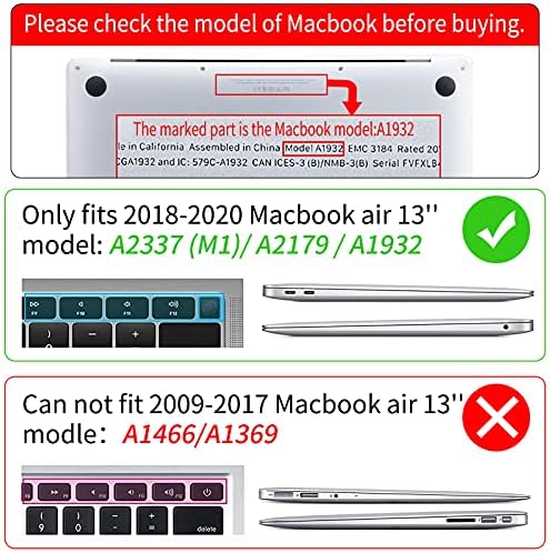 Sesok Compatível com MacBook Air 13 polegadas CASO 2020 2019 2018 Lançamento A1932 A2179 M1 A2337 Touch ID, CARTE