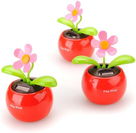 Red Flip Swing Flap Solar Power Flower Car Toy Gift por 24/7 loja