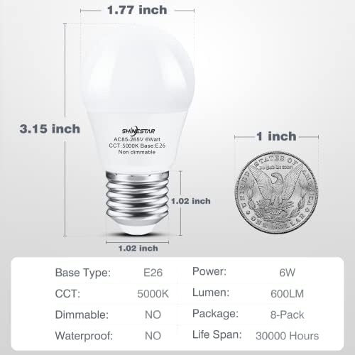 Lâmpadas de ventilador de teto de 16 pacote Shinestar 5000K Luz do dia, equivalente a 60W, incluem lâmpadas