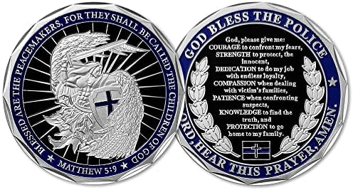 Desafio de oração da polícia Coin Saint Michael Deus abençoou a polícia, fino da linha azul da lei