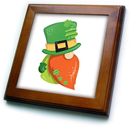 3drose vermelho barbudo gnome em uma ilustração verde -chapéu - ladrilhos emoldurados