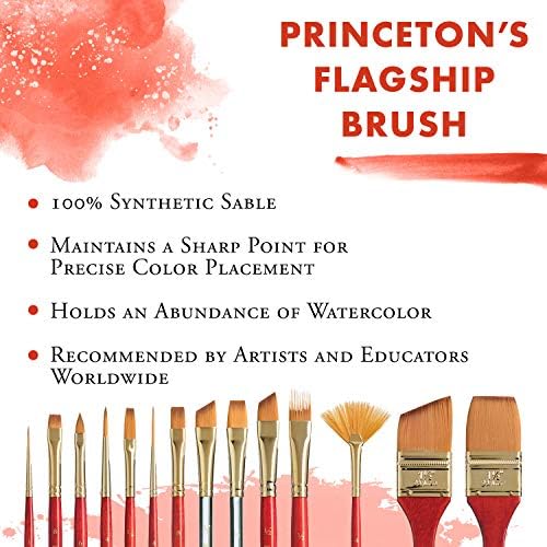 Princeton Heritage, Golden Taklon Brush for Watercolor & Acrylic, Série 4050 Sable redondo, tamanho 6