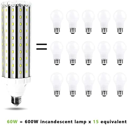 Lâmpadas de milho de 60w LED LUNHA-500W Equivalente, 6000 lúmens, 6500k Luz do dia Branco, base