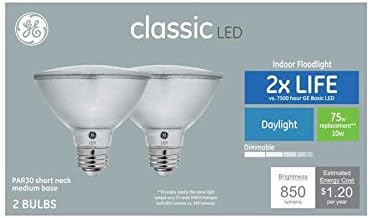 GE Classic 2-Pack 75 W Equivalente Dimmível Daylight Par30 Luzes de luminária LED Shortneck lâmpadas lâmpadas
