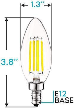 Luxrite Vintage Candelabra LED Bulb 60W equivalente, 550 lúmens, lâmpadas brancas brilhantes de 5000k, lâmpadas