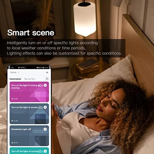 Lâmpadas inteligentes Luxense, Wi-Fi e Bluetooth A19 lâmpadas LEDs, lâmpada de lâmpada RGBCCT Alteração de