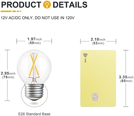 Tokcon 12V Baixa lâmpadas LED de tensão - lâmpadas macias de 2700k- 2W e26 A15 12 volts e 4W E12 CA10 12V Bulbos