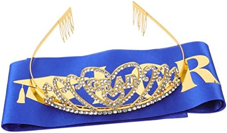 PretyZoom 4 sets 2023 Graduação de shinestone Cabelo azul Girls graduados Princesa Tiaras Glittered Metal